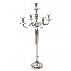 Kerzenleuchter HWC-D81, Kerzenständer Leuchter Kerzenhalter, 5-armig aus Aluminium 80cm massiv 2,2kg ~ Farbe: Silber