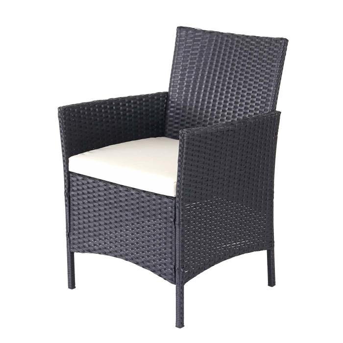 Poly-Rattan Garten-Garnitur HWC-D82, Sitzgruppe Lounge-Set ~ schwarz mit Kissen creme