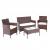 Poly-Rattan Garten-Garnitur HWC-D82, Sitzgruppe Lounge-Set ~ braun-meliert mit Kissen creme