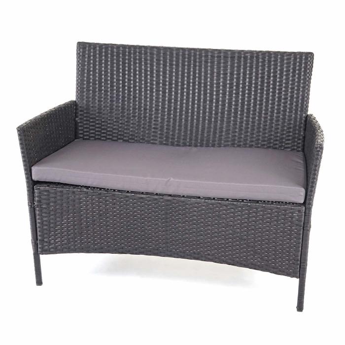 Poly-Rattan Garten-Garnitur HWC-D82, Sitzgruppe Lounge-Set ~ schwarz mit Kissen anthrazit