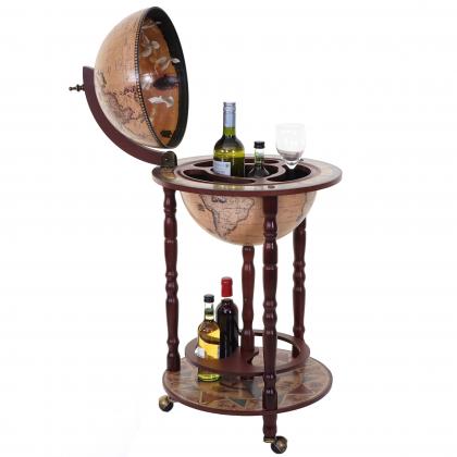 Globusbar HWC-D83, Minibar Hausbar Weinregal, Weltkugel  33cm rollbar Eukalyptusholz MVG ~ braun