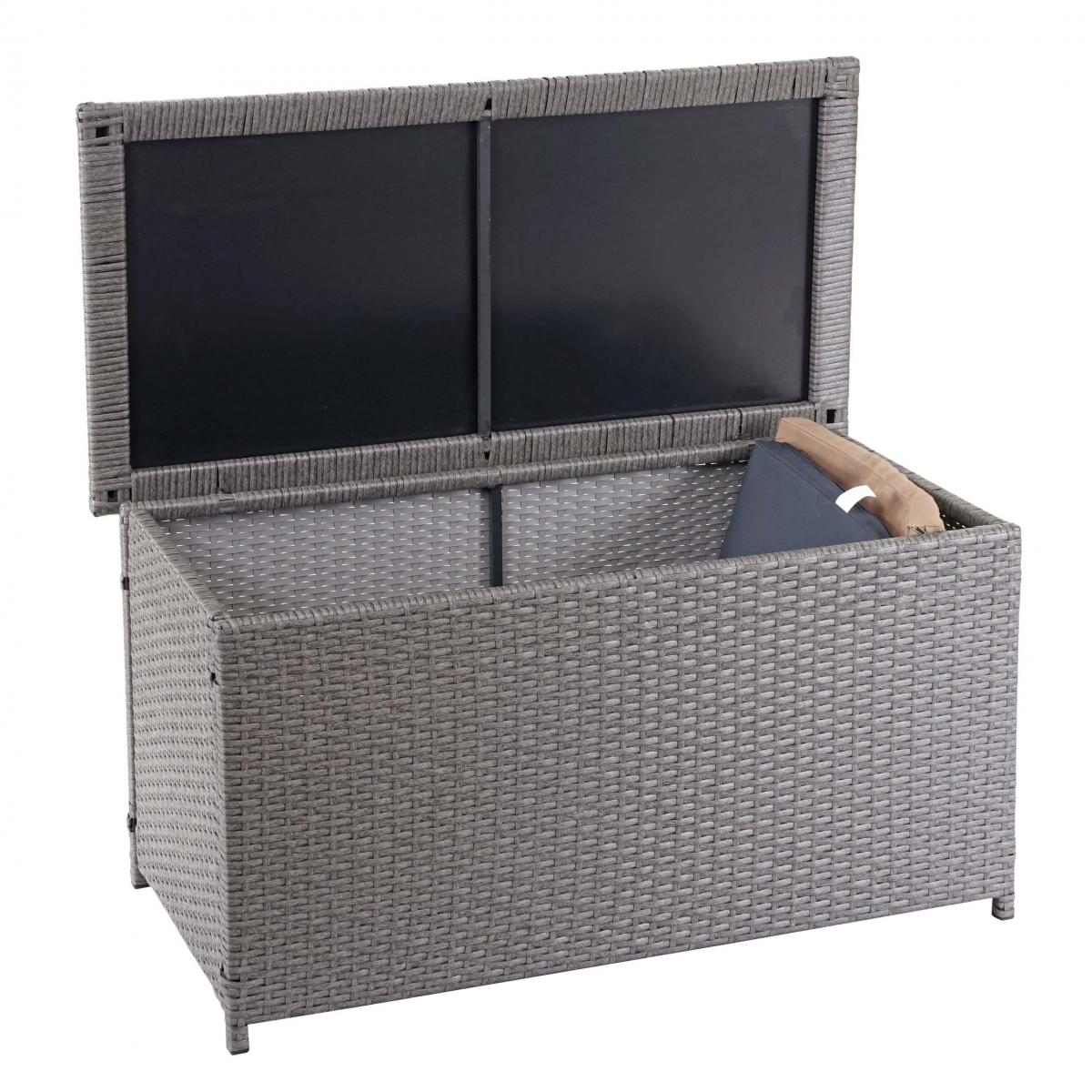 Poly-Rattan Kissenbox HWC-D88, Gartentruhe Auflagenbox Truhe ~ Basic grau, 51x115x59cm 250l