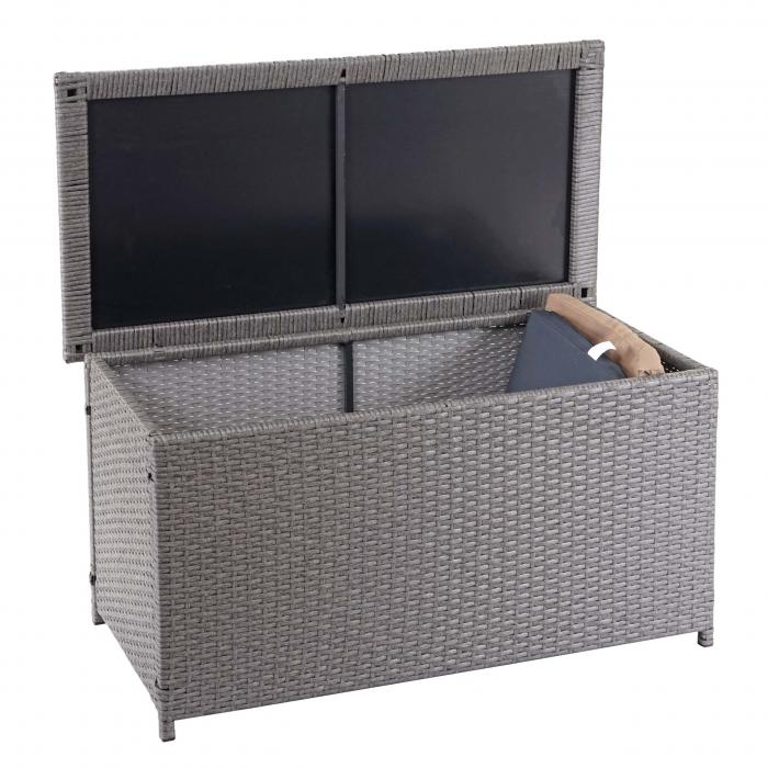 Poly-Rattan Kissenbox HWC-D88, Gartentruhe Auflagenbox Truhe ~ Basic grau, 51x115x59cm 250l