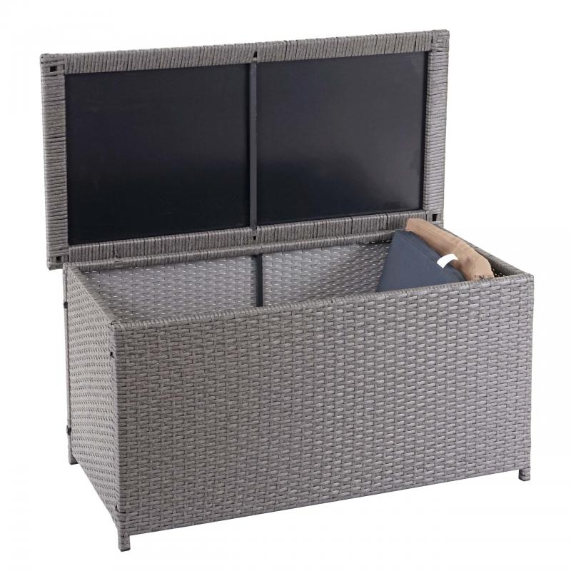 Poly-Rattan Kissenbox HWC-D88, Gartentruhe Auflagenbox Truhe ~ Basic grau, 51x115x59cm 250l