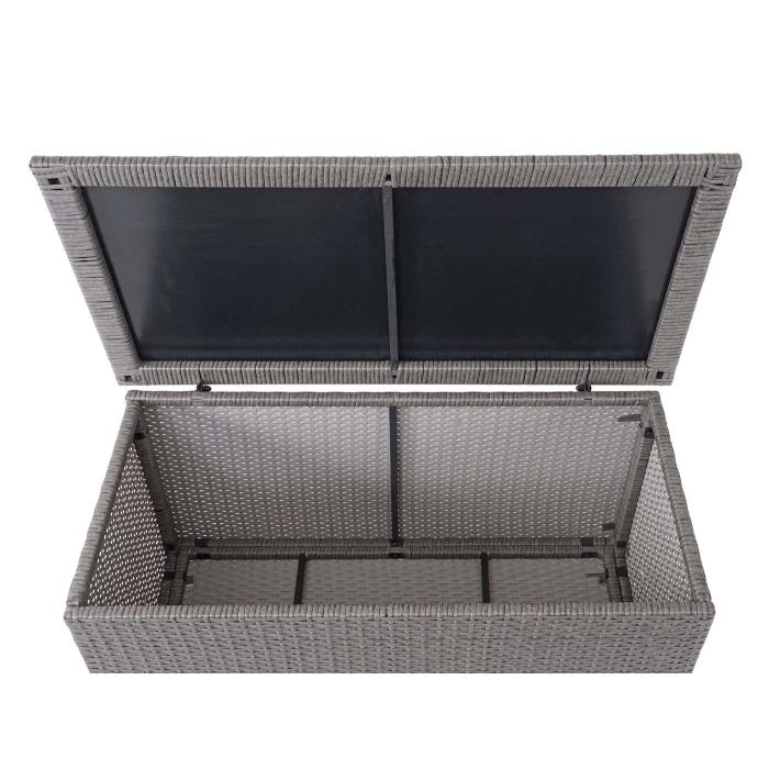 Poly-Rattan Kissenbox HWC-D88, Gartentruhe Auflagenbox Truhe ~ Basic grau, 51x115x59cm 250l