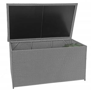 Poly-Rattan Kissenbox HWC-D88, Gartentruhe Auflagenbox Truhe ~ Basic grau, 80x160x94cm 950l