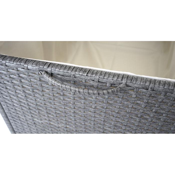 Poly-Rattan Kissenbox HWC-D88, Gartentruhe Auflagenbox Truhe ~ Premium grau, 63x135x52cm 320l