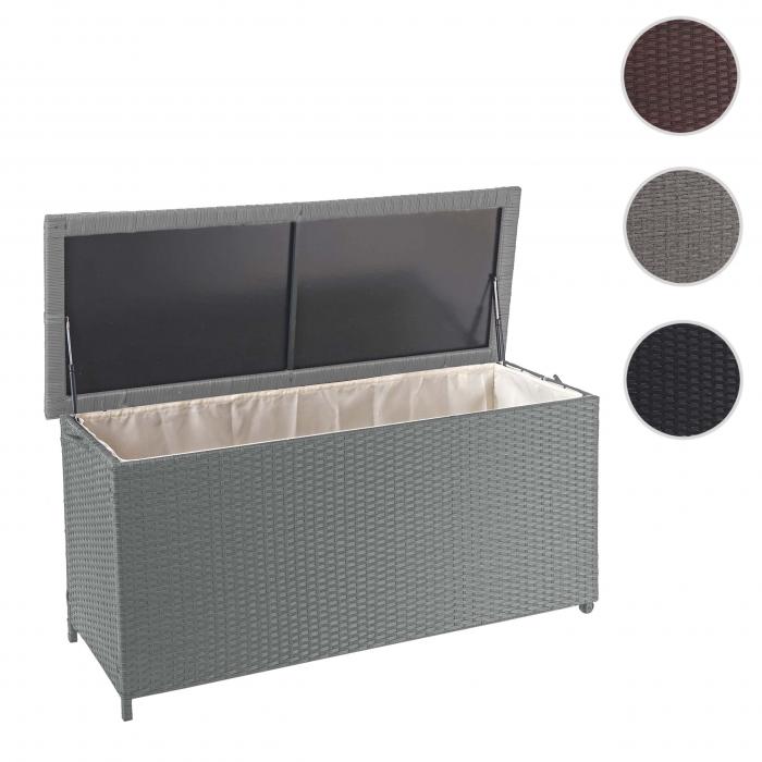 Poly-Rattan Kissenbox HWC-D88, Gartentruhe Auflagenbox Truhe ~ Premium grau, 63x135x52cm 320l