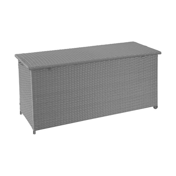 Poly-Rattan Kissenbox HWC-D88, Gartentruhe Auflagenbox Truhe ~ Premium grau, 63x135x52cm 320l