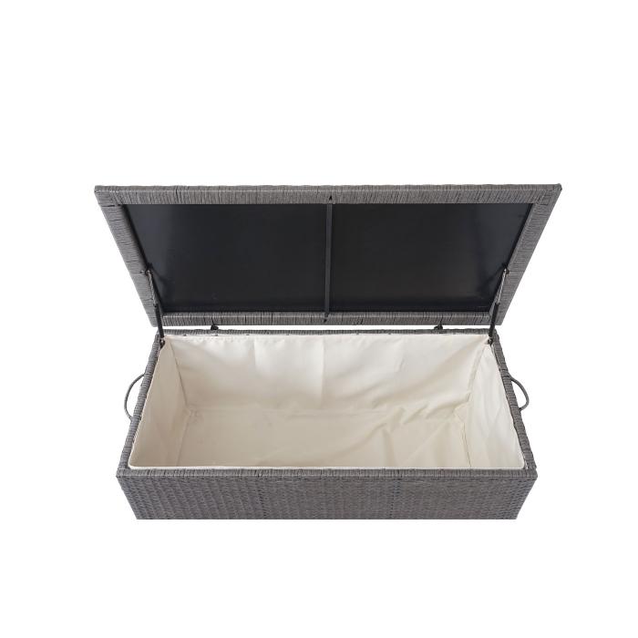 Poly-Rattan Kissenbox HWC-D88, Gartentruhe Auflagenbox Truhe ~ Premium grau, 63x135x52cm 320l