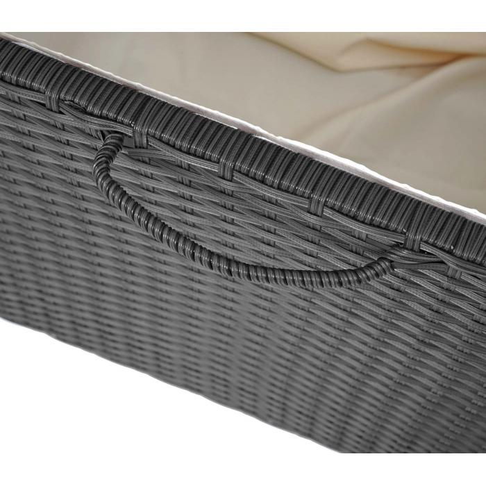 Poly-Rattan Kissenbox HWC-D88, Gartentruhe Auflagenbox Truhe ~ Premium schwarz, 63x135x52cm 320l