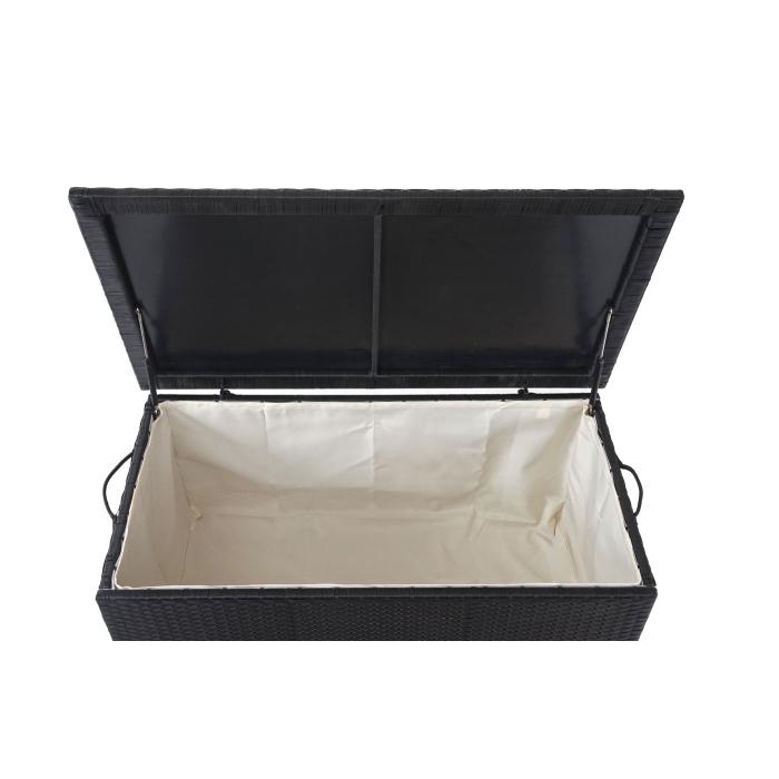 Poly-Rattan Kissenbox HWC-D88, Gartentruhe Auflagenbox Truhe ~ Premium schwarz, 63x135x52cm 320l