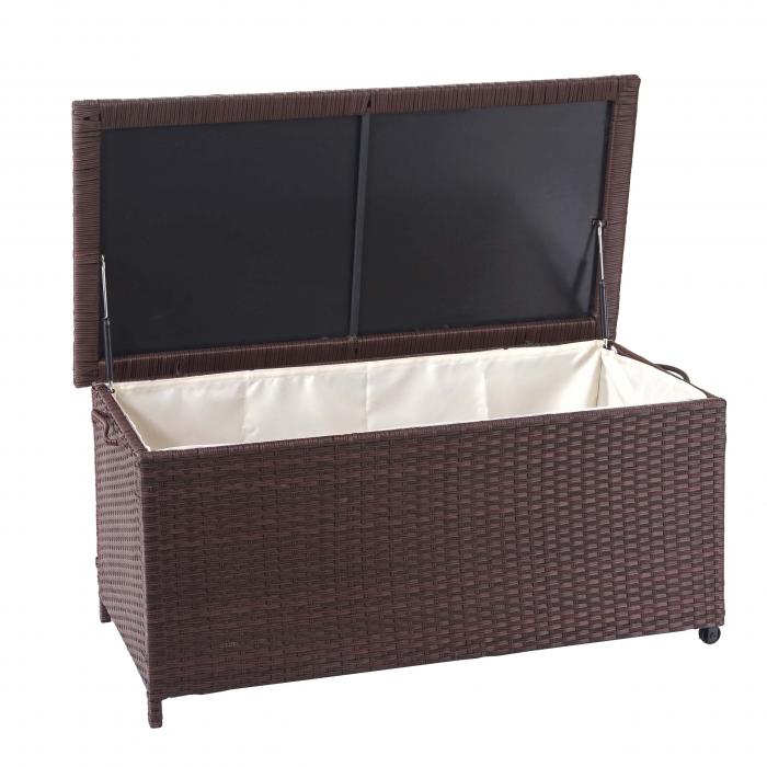 Poly-Rattan Kissenbox HWC-D88, Gartentruhe Auflagenbox Truhe ~ Premium braun, 51x115x59cm 250l