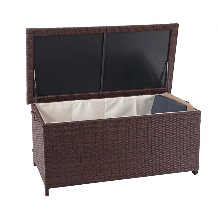 Poly-Rattan Kissenbox HWC-D88, Gartentruhe Auflagenbox Truhe ~ Premium braun, 51x115x59cm 250l