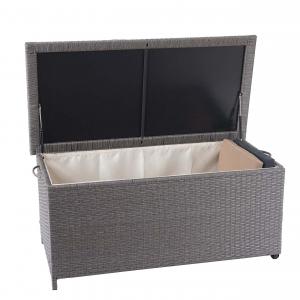 Poly-Rattan Kissenbox HWC-D88, Gartentruhe Auflagenbox Truhe ~ Premium grau, 51x115x59cm 250l