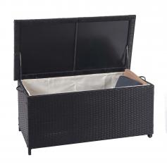 B-Ware (Deckel gebrochen SK2) |Poly-Rattan Kissenbox HWC-D88, Gartentruhe Auflagenbox Truhe ~ Premium schwarz