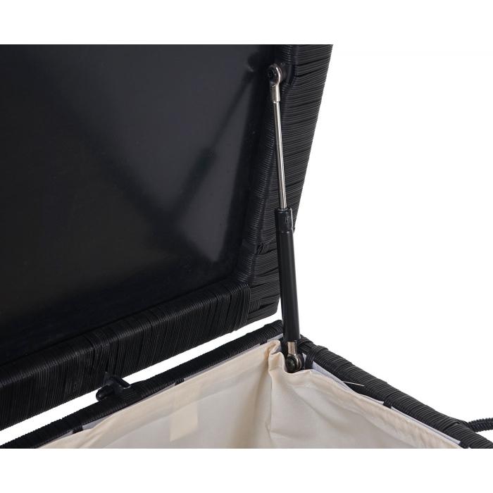 Defekte Ware (Deckel gebrochen SK4) | Poly-Rattan Kissenbox HWC-D88, Truhe ~ Premium schwarz, 51x115x59cm 250l