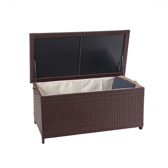 Poly-Rattan Kissenbox HWC-D88, Gartentruhe Auflagenbox Truhe ~ Premium braun, 51x100x50cm 170l