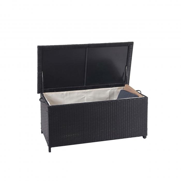 Poly-Rattan Kissenbox HWC-D88, Gartentruhe Auflagenbox Truhe ~ Premium schwarz, 51x100x50cm 170l