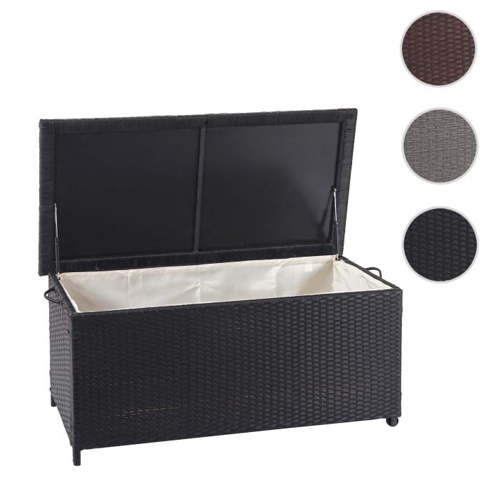 Poly-Rattan Kissenbox HWC-D88, Gartentruhe Auflagenbox Truhe ~ Premium schwarz, 51x100x50cm 170l