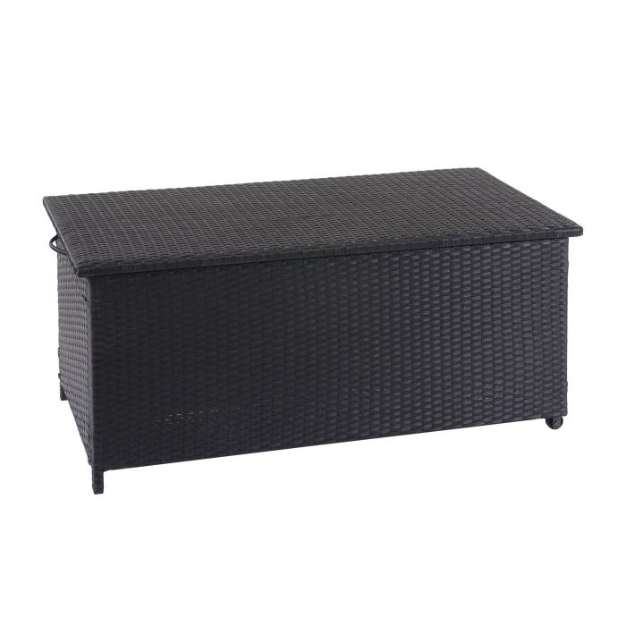 Poly-Rattan Kissenbox HWC-D88, Gartentruhe Auflagenbox Truhe ~ Premium schwarz, 51x100x50cm 170l