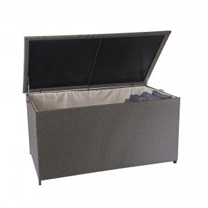 Poly-Rattan Kissenbox HWC-D88, Gartentruhe Auflagenbox Truhe ~ Premium grau, 80x160x94cm 950l