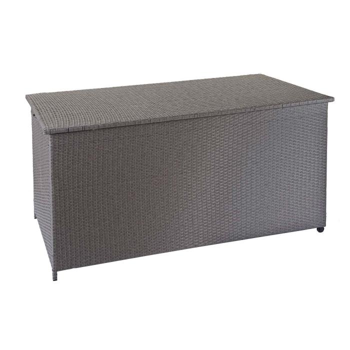 Poly-Rattan Kissenbox HWC-D88, Gartentruhe Auflagenbox Truhe ~ Premium grau, 80x160x94cm 950l