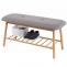 Sitzbank Schuhregal HWC-D90, Polsterbank Bank Schuhablage, Bambus 44x90x34cm