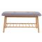 Sitzbank Schuhregal HWC-D90, Polsterbank Bank Schuhablage, Bambus 44x90x34cm