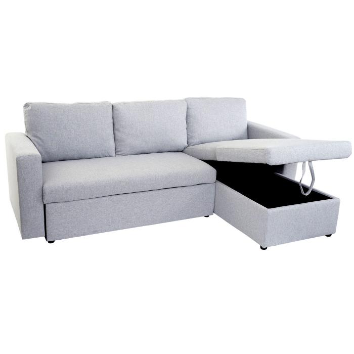 Defekte Ware (Halterungen falsch, SK 5) | Schlafsofa HWC-D92, Couch, 220x152cm Stoff/Textil ~ hellgrau, ohne Deko-Kissen