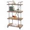 Rollregal HWC-D97, Regal Rollwagen Bcherregal Metallregal mit Rollen, 4 Ebenen Tanne Holz 116x637x34cm