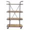 Rollregal HWC-D97, Regal Rollwagen Bcherregal Metallregal mit Rollen, 4 Ebenen Tanne Holz 116x637x34cm