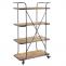 Rollregal HWC-D97, Regal Rollwagen Bcherregal Metallregal mit Rollen, 4 Ebenen Tanne Holz 116x637x34cm