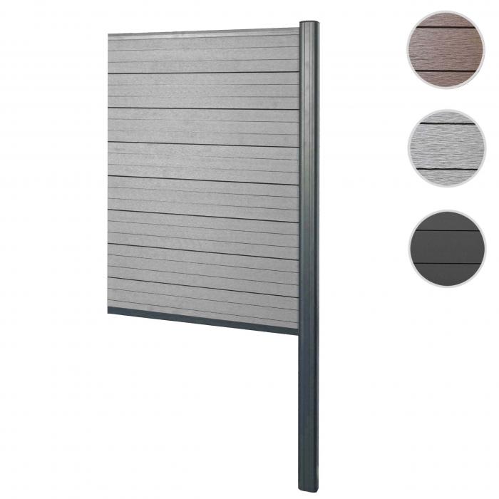 WPC-Sichtschutz Sarthe, Zaun Windschutz, Alu-Pfosten zum Einbetonieren ~ Erweiterungselement schmal, 95cm grau