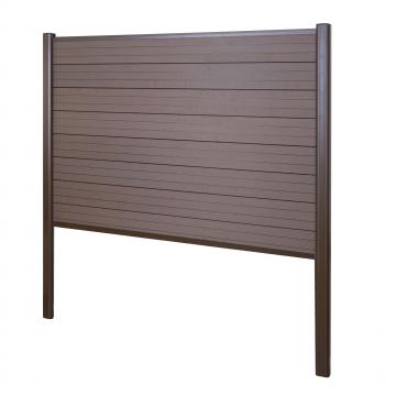 WPC-Sichtschutz Sarthe, Zaun Windschutz, Alu-Pfosten zum Einbetonieren ~ Basiselement, 190cm braun