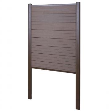 WPC-Sichtschutz Sarthe, Zaun Windschutz, Alu-Pfosten zum Einbetonieren ~ Basiselement schmal, 100cm braun