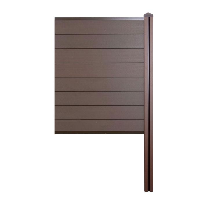 WPC-Sichtschutz Sarthe, Zaun Windschutz, WPC-Pfosten zum Einbetonieren ~ Erweiterungselement schmal, 98cm braun