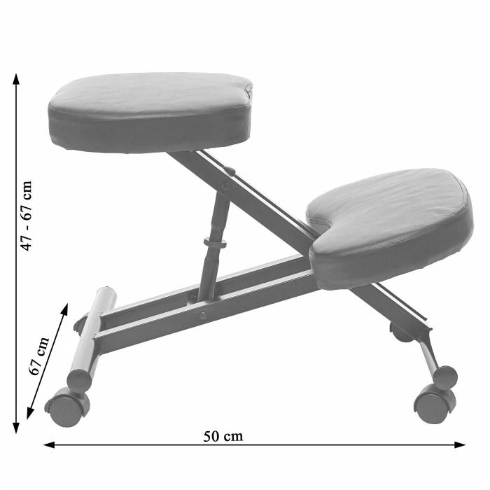 Kniestuhl HWC-E10, Sitzhocker Kniehocker, hhenverstellbar Rollen Kunstleder Metall ~ creme-beige