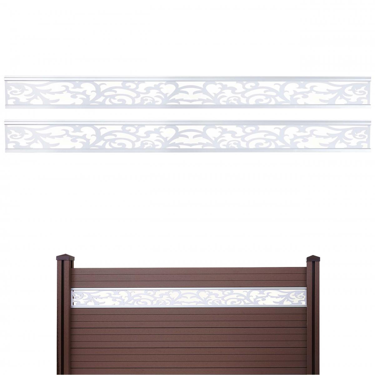 Defekte Ware (Mittig gebrochen SK8) | 2er-Set Dekopaneel fr WPC-Sichtschutz Sarthe, Verkleidung, 16x177cm wei