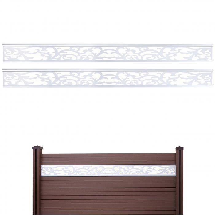 Defekte Ware (Mittig gebrochen SK8) | 2er-Set Dekopaneel fr WPC-Sichtschutz Sarthe, Verkleidung, 16x177cm wei