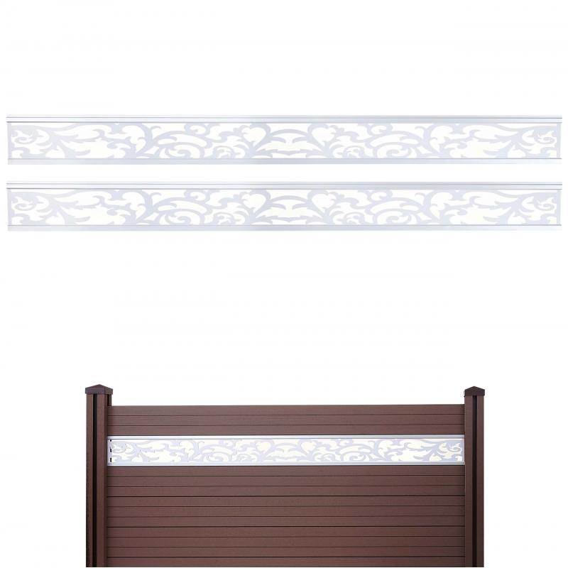 Defekte Ware (Mittig gebrochen SK8) | 2er-Set Dekopaneel fr WPC-Sichtschutz Sarthe, Verkleidung, 16x177cm wei