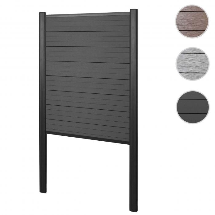 WPC-Sichtschutz Sarthe, Zaun Windschutz, Alu-Pfosten zum Einbetonieren ~ Basiselement schmal, 100cm anthrazit