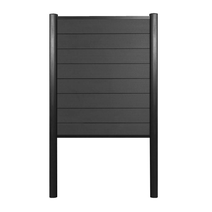 WPC-Sichtschutz Sarthe, Zaun Windschutz, Alu-Pfosten zum Einbetonieren ~ Basiselement schmal, 100cm anthrazit
