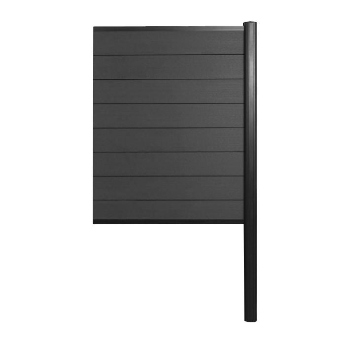 WPC-Sichtschutz Sarthe, Zaun Windschutz, Alu-Pfosten zum Einbetonieren ~ Erweiterungselement schmal, 95cm anthrazit