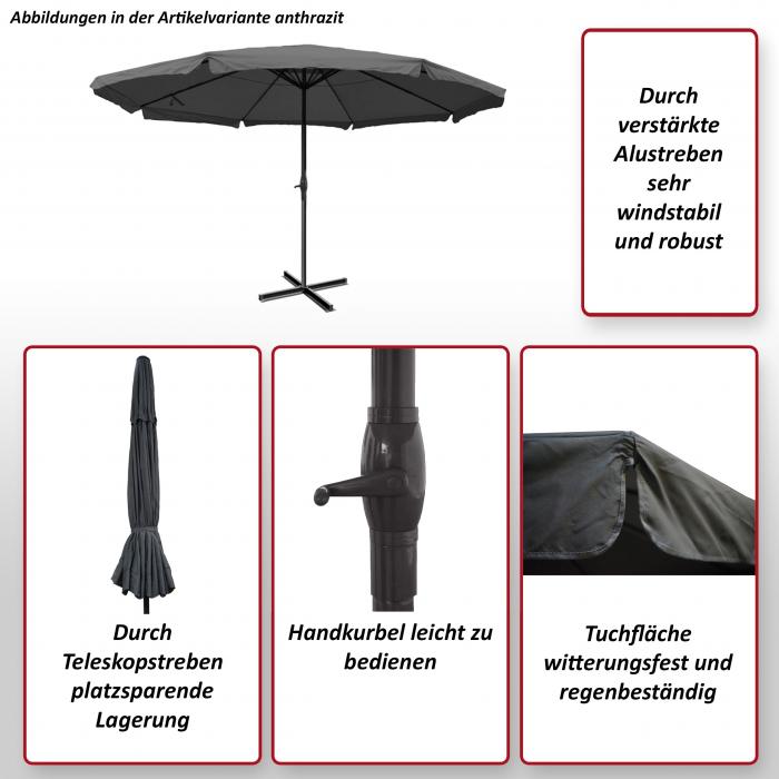 Sonnenschirm Meran Pro, Gastronomie Marktschirm mit Volant  5m Polyester/Alu 28kg ~ grn ohne Stnder