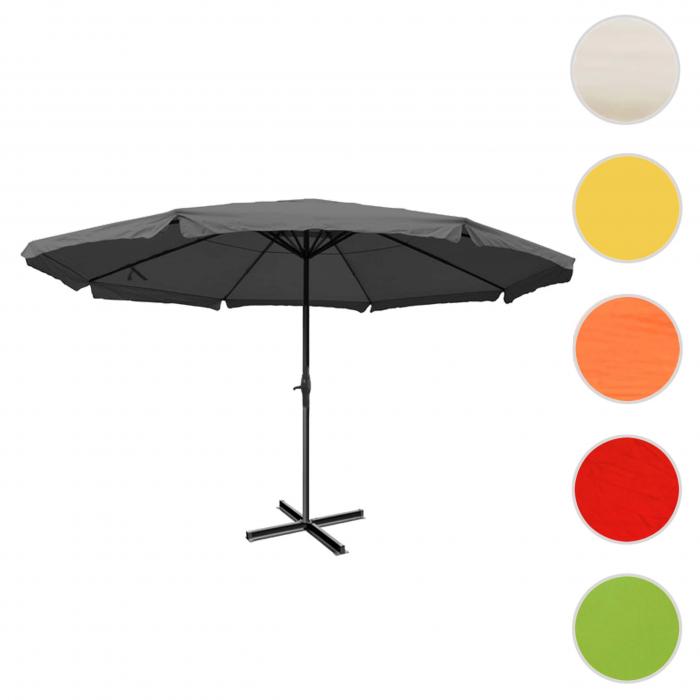 Sonnenschirm Meran Pro, Gastronomie Marktschirm mit Volant  5m Polyester/Alu 28kg ~ anthrazit mit Stnder