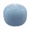 Pouf HWC-E16, Strickhocker Sitzhocker Strickpouf, Strickoptik 40x50cm ~ blau