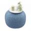 Pouf HWC-E16, Strickhocker Sitzhocker Strickpouf, Strickoptik 40x50cm ~ blau