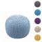 Pouf HWC-E16, Strickhocker Sitzhocker Strickpouf, Strickoptik 40x50cm ~ blau