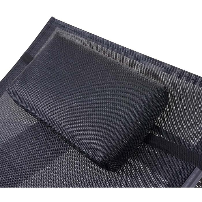 Sonnenliege Savannah, Relaxliege Gartenliege Liege, Poly-Rattan ~ grau, Bezug schwarz
